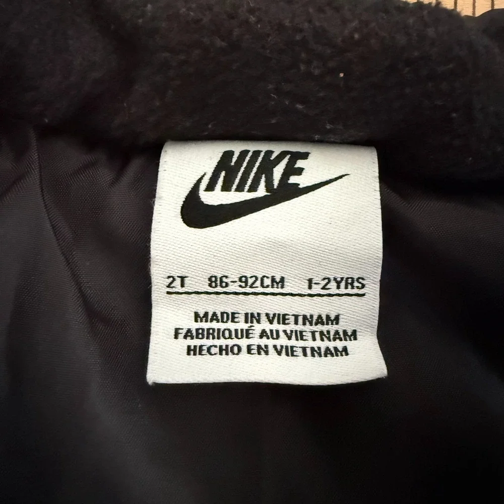 Nike Toddler Puffer Vest‎ Baby 2T Black Gray Full Zip Casual Sleeveless Winter